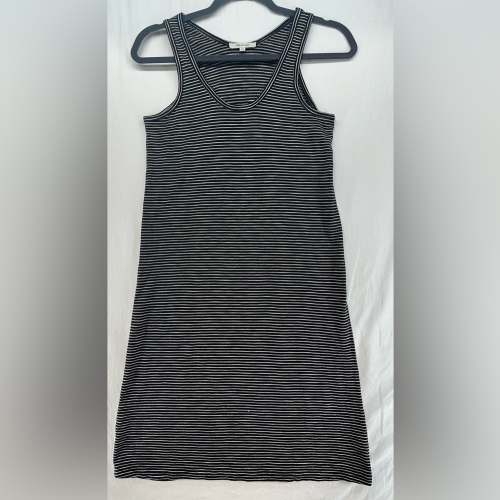 Madewell Dress Black Tan White Striped Sleeveless‎ Tank Womens Size XS